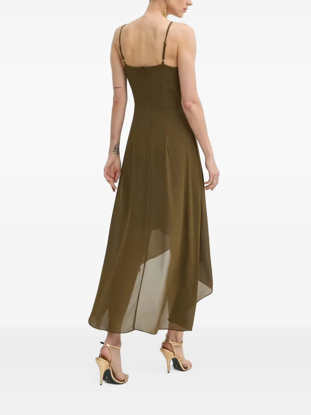 Morgan Asymmetrische midi-jurk met ringdetail Groen