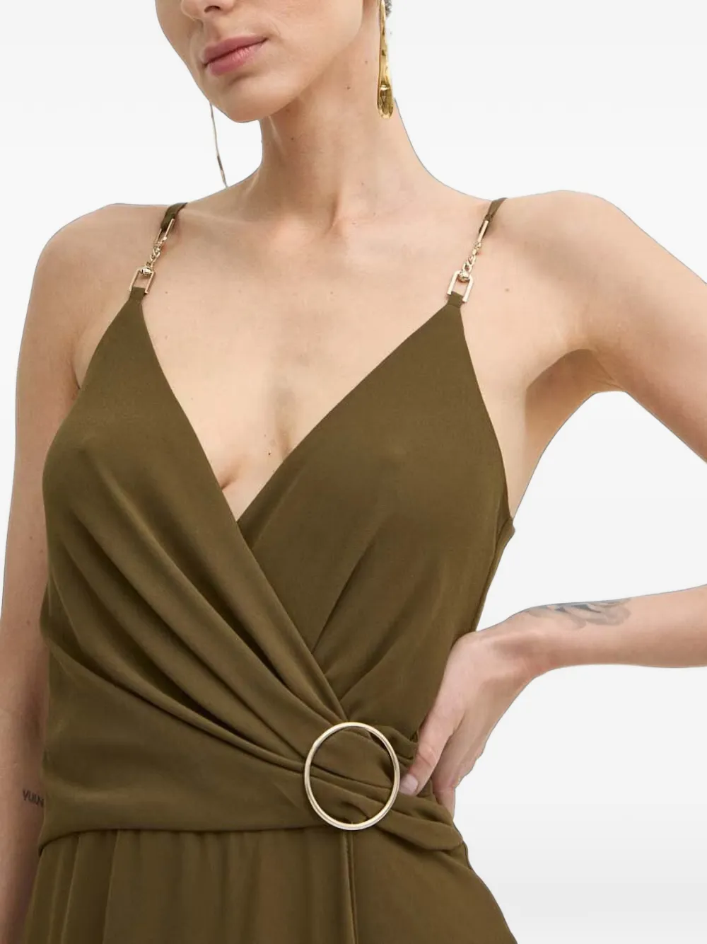 Morgan Asymmetrische midi-jurk met ringdetail Groen