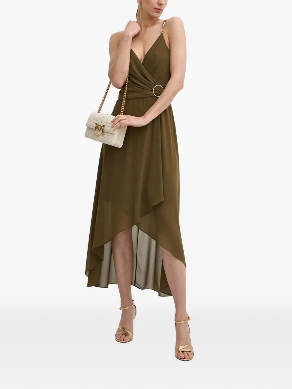 Morgan Asymmetrische midi-jurk met ringdetail Groen