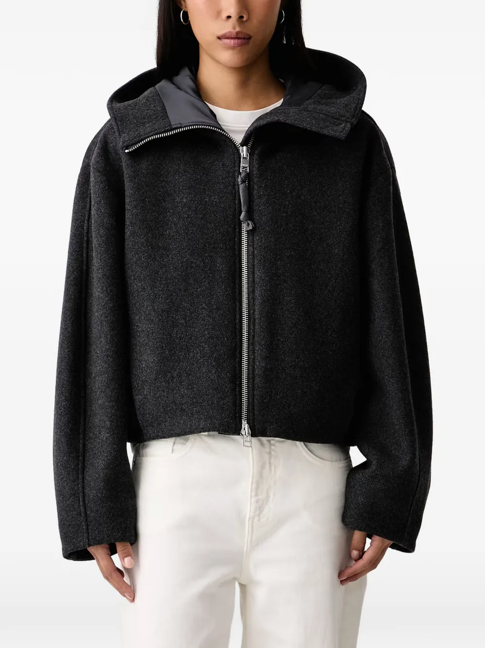 Marc O'polo Hooded Zip-up Jacket In Black
