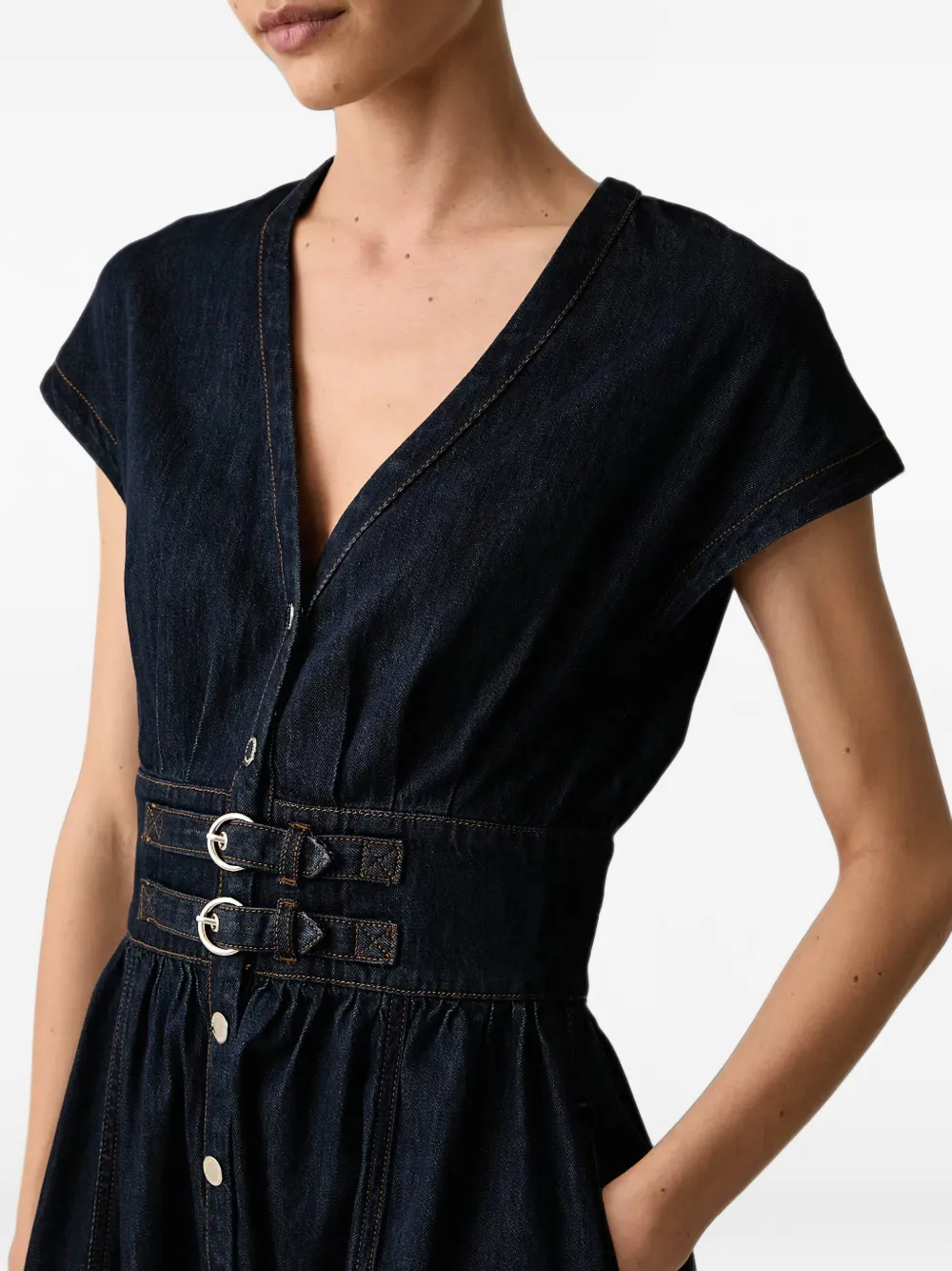 Morgan Midi-jurk met gesp en knopen aan de voorkant Blauw