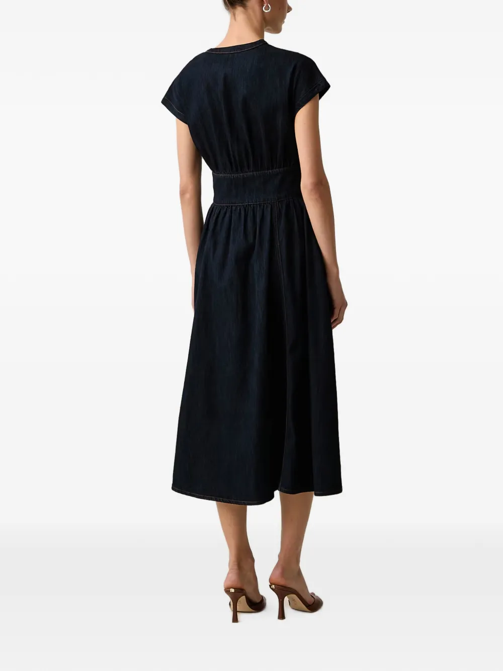 Morgan Midi-jurk met gesp en knopen aan de voorkant Blauw