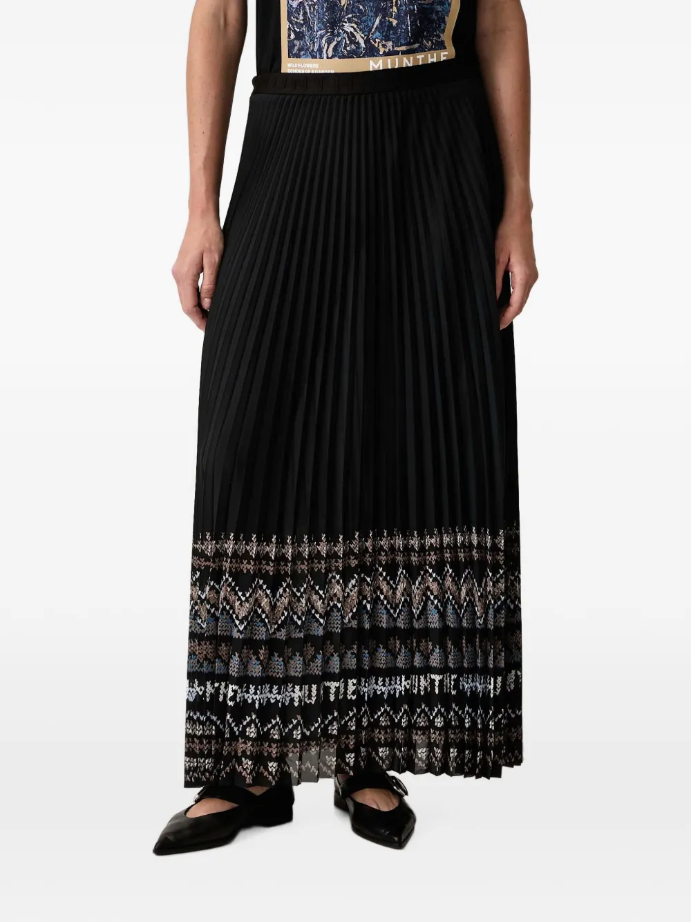 MUNTHE Taulla pleated pattern-print skirt