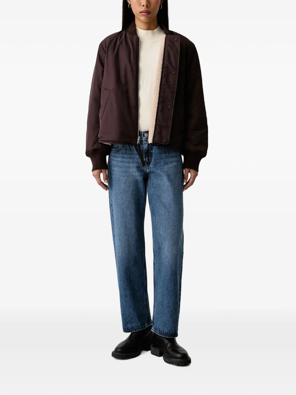Marc O'Polo Omkeerbaar teddyfleece bomberjack Bruin