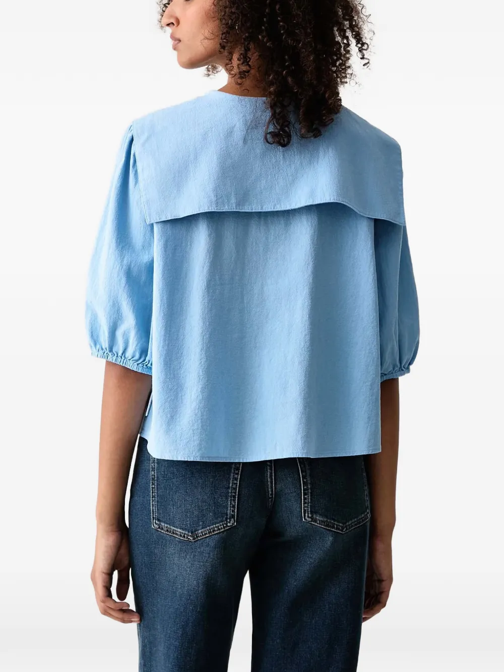 Marc O'Polo Blouse met matrozenkraag en striksluiting Blauw