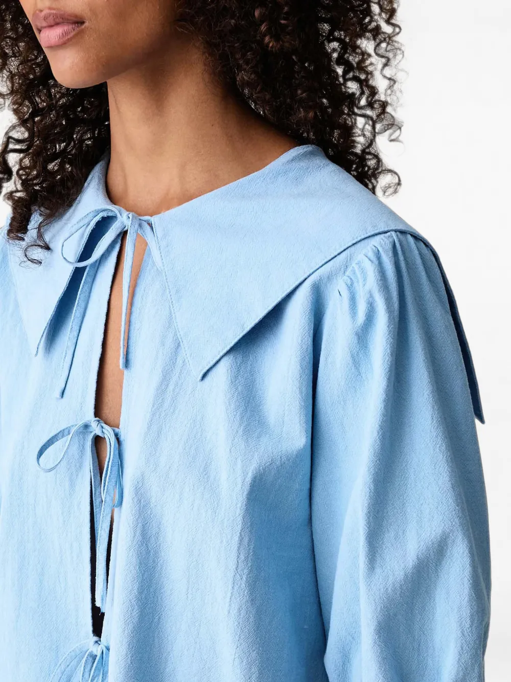 Marc O'Polo Blouse met matrozenkraag en striksluiting Blauw