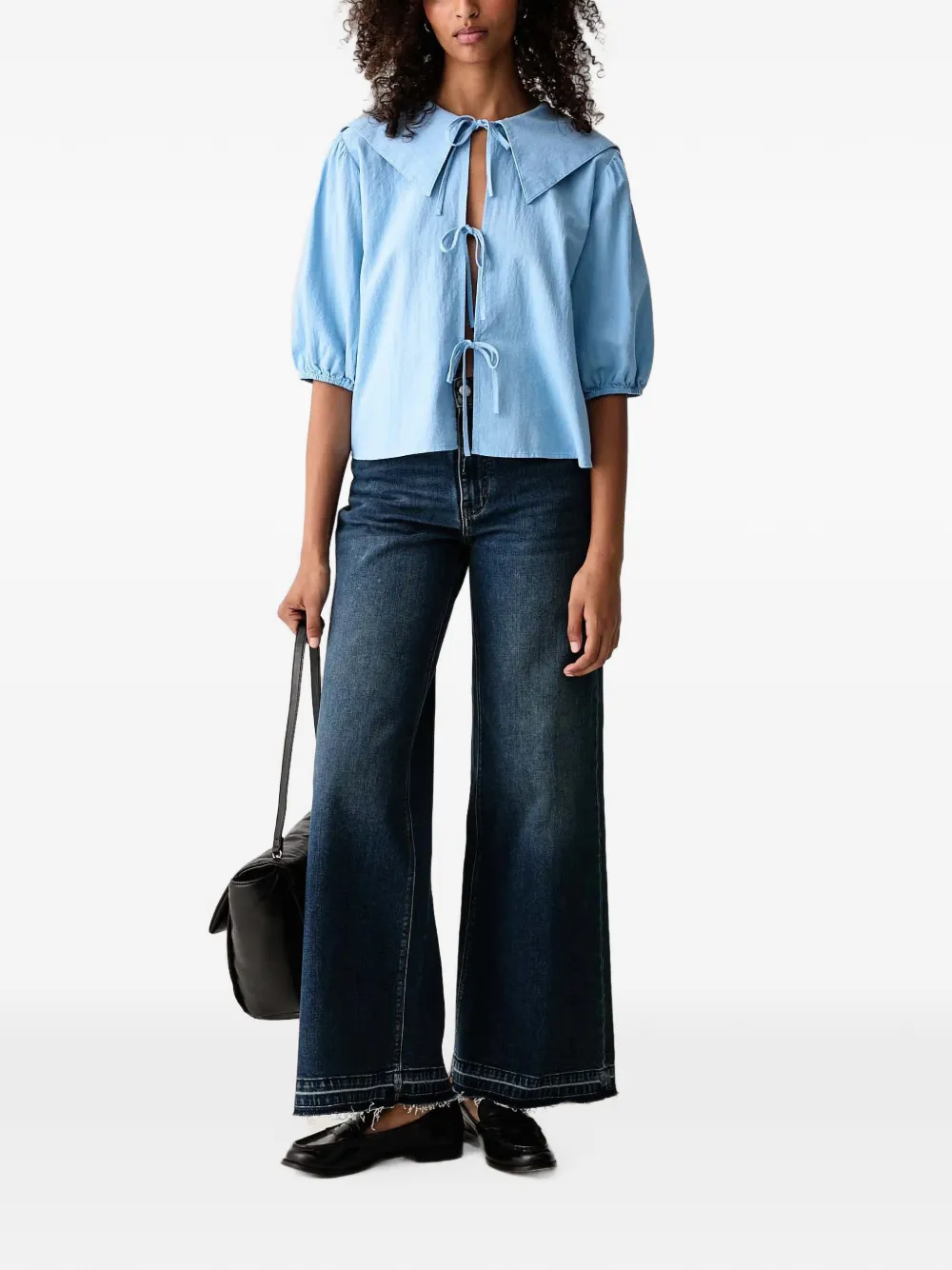 Marc O'Polo Blouse met matrozenkraag en striksluiting Blauw