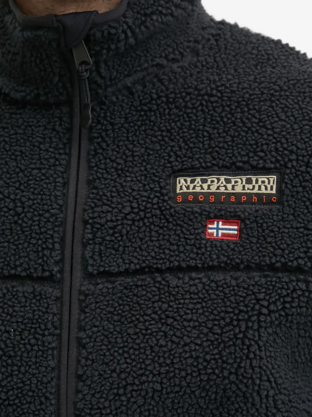 Napapijri Tynik sherpa-fleece hoodie met logo-patch Zwart