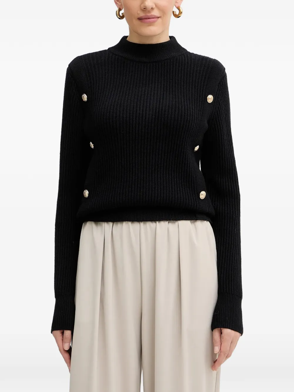 Morgan button-detail ribbed sweater