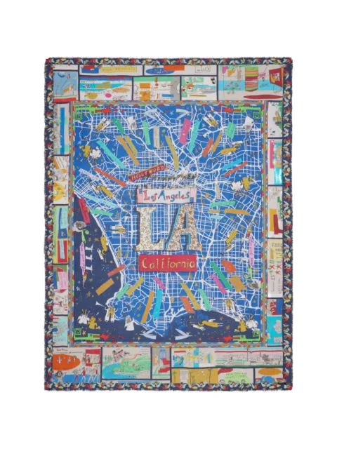 Faliero Sarti Los Angels graphic-print frayed scarf