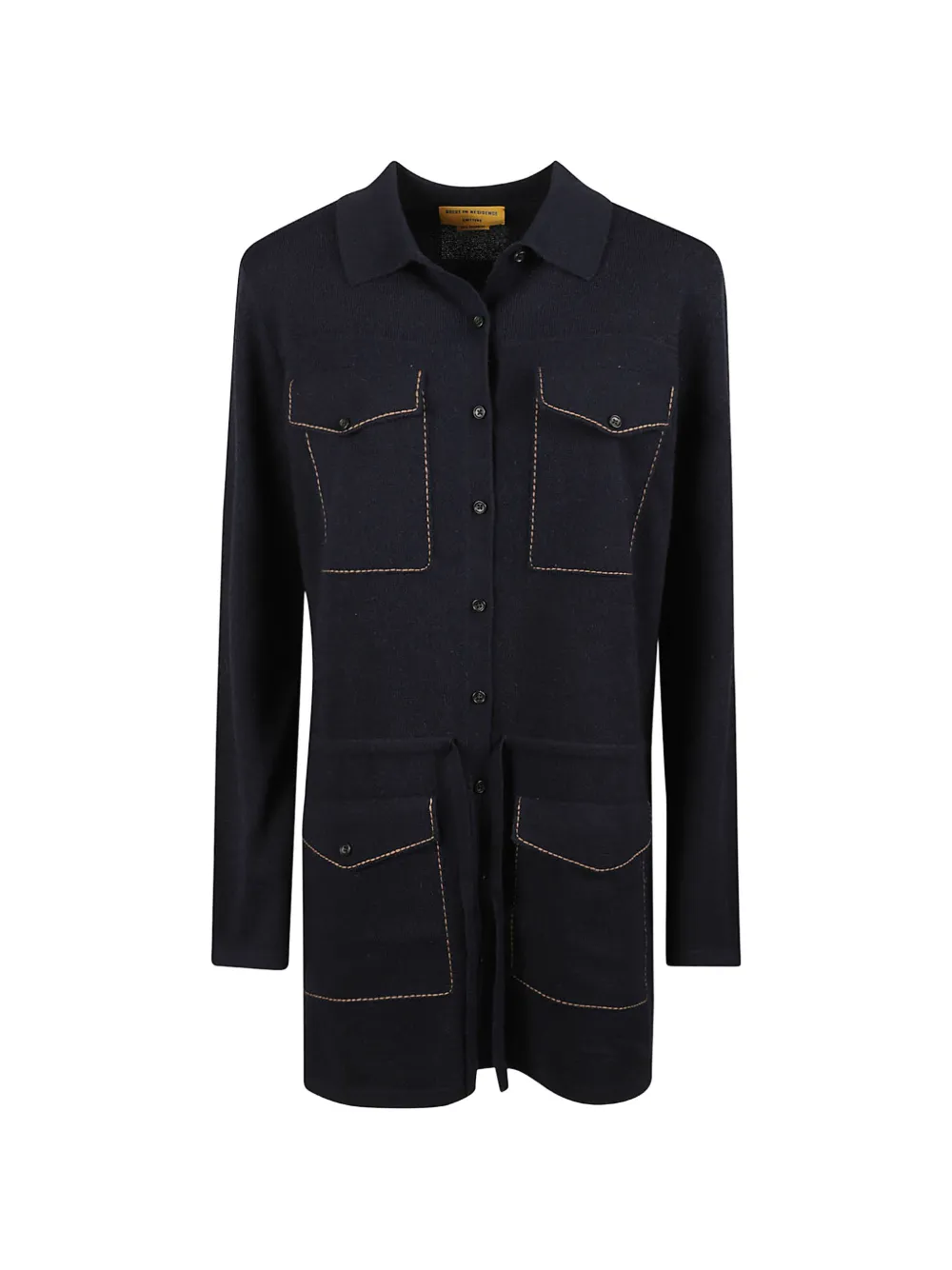Guest In Residence contrast-stitch cashmere mini dress - Blue