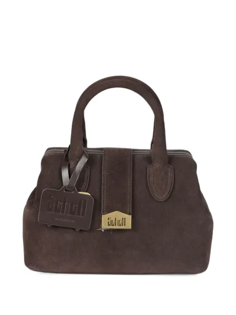 SCHELL  logo-plaque suede tote bag