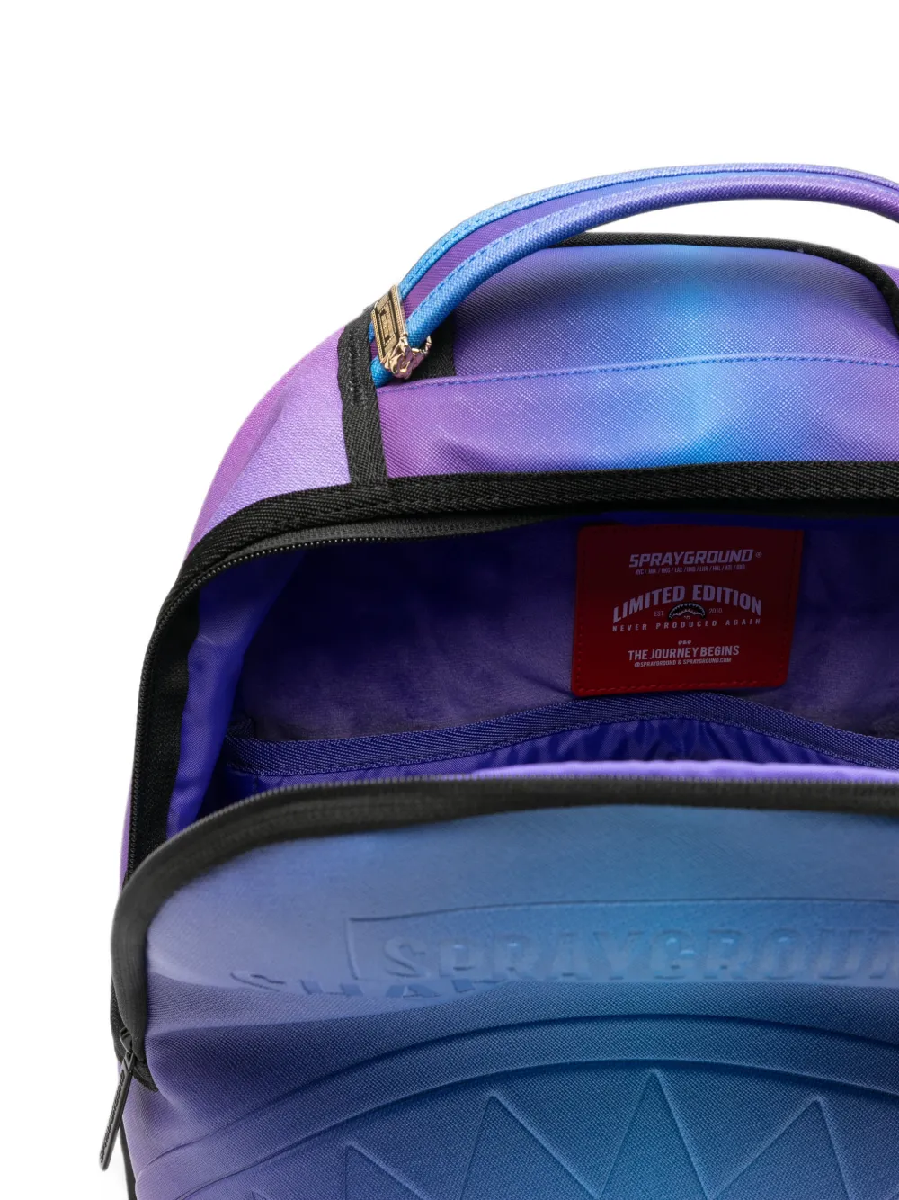 Sprayground Shark Central embossed backpack Blauw