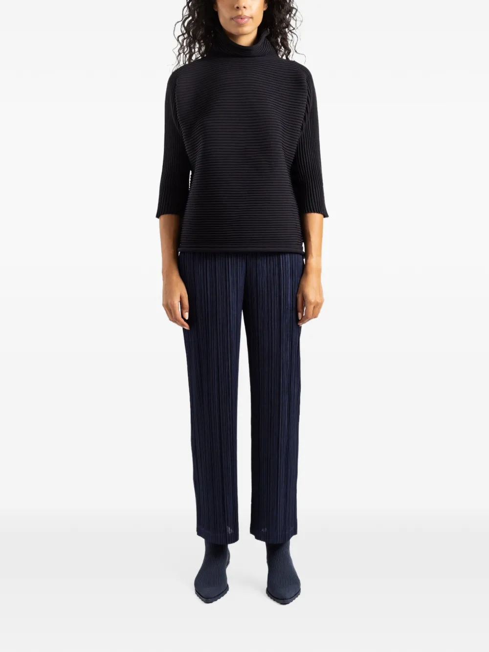 Pleats Please Issey Miyake Zig Zag Knit high-neck top Zwart