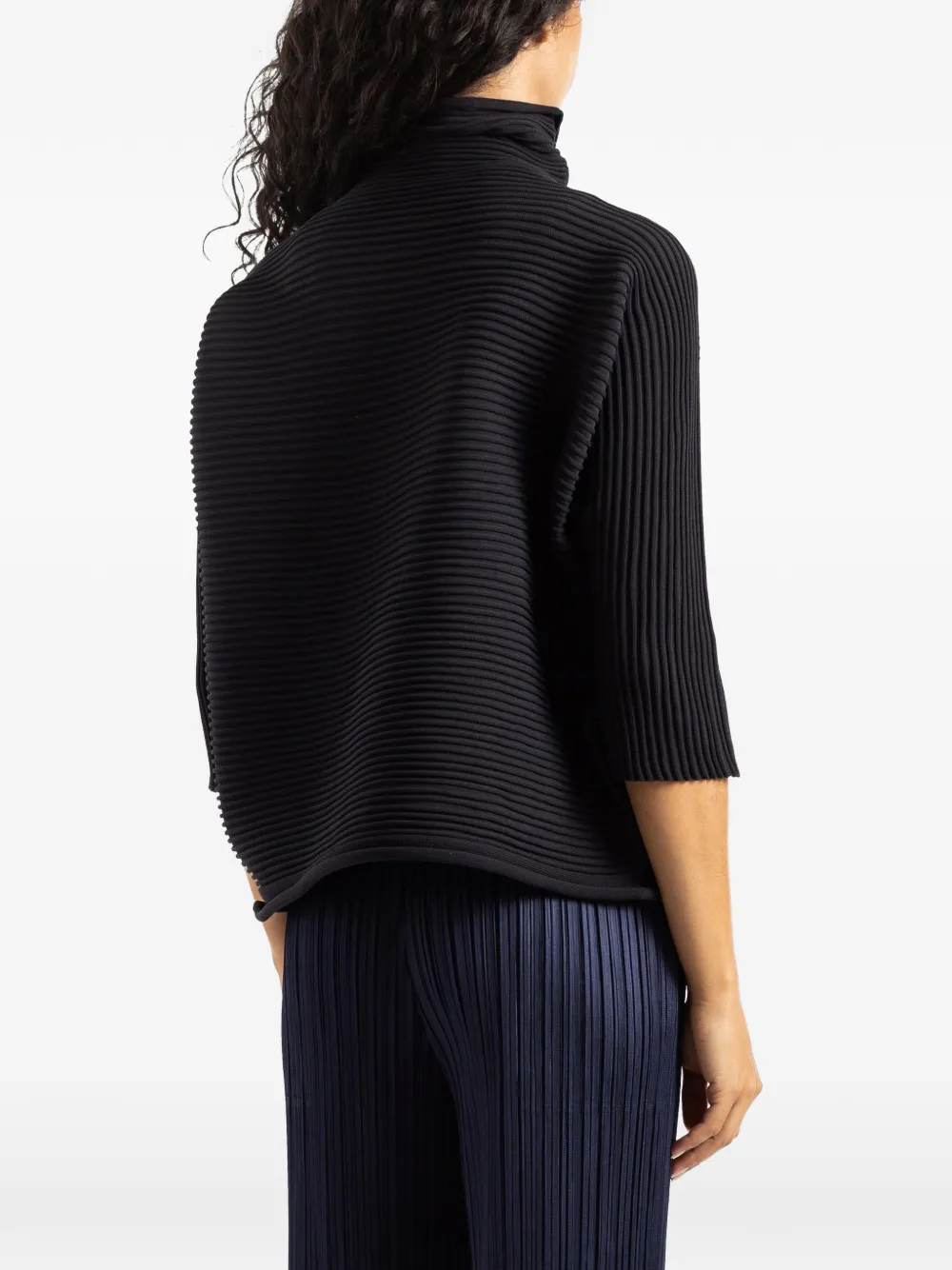 Pleats Please Issey Miyake Zig Zag Knit high-neck top Zwart