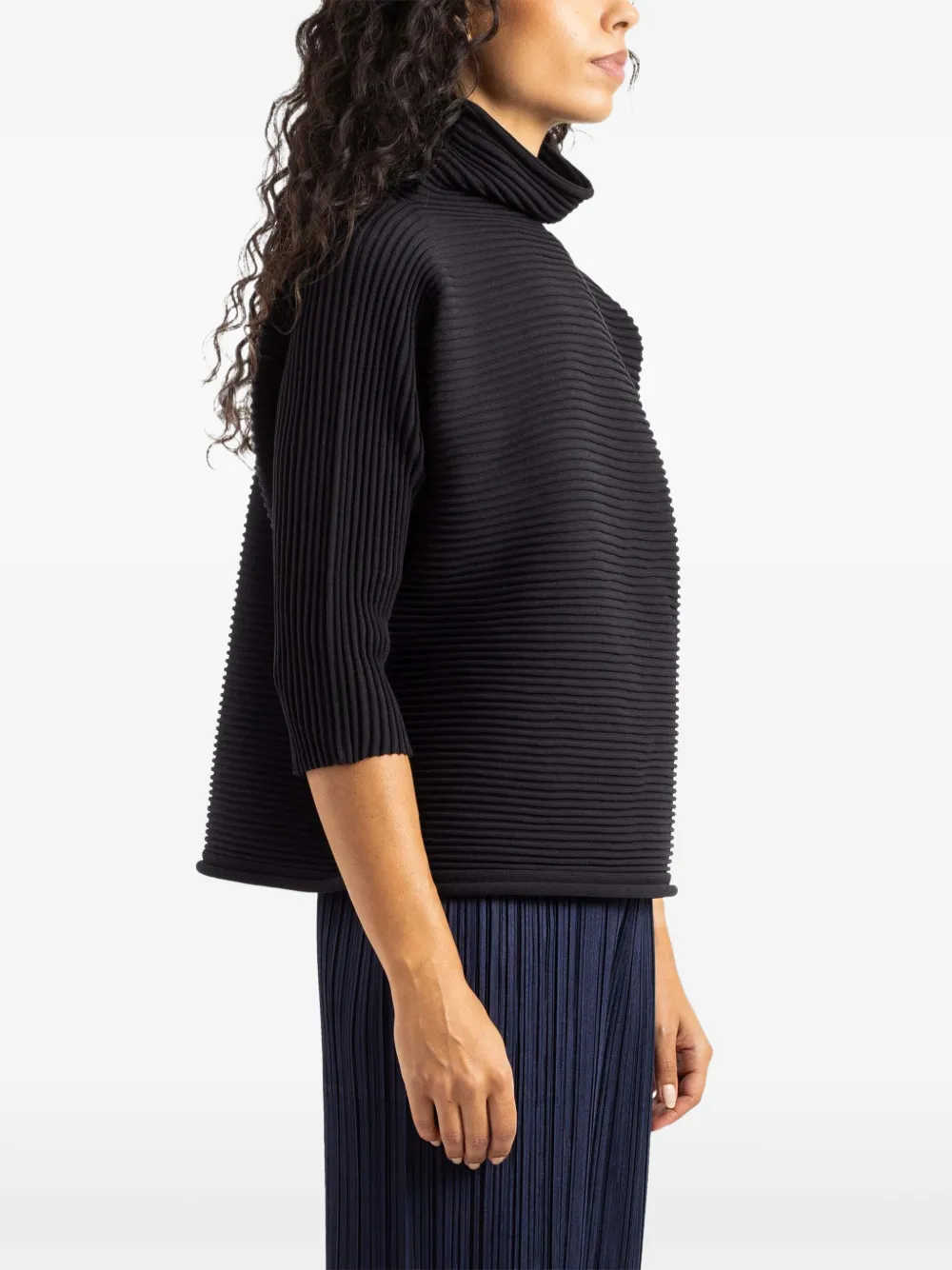 Pleats Please Issey Miyake Zig Zag Knit high-neck top Zwart