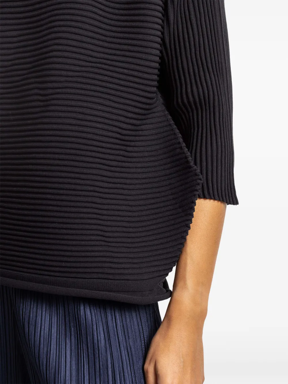Pleats Please Issey Miyake Zig Zag Knit high-neck top Zwart