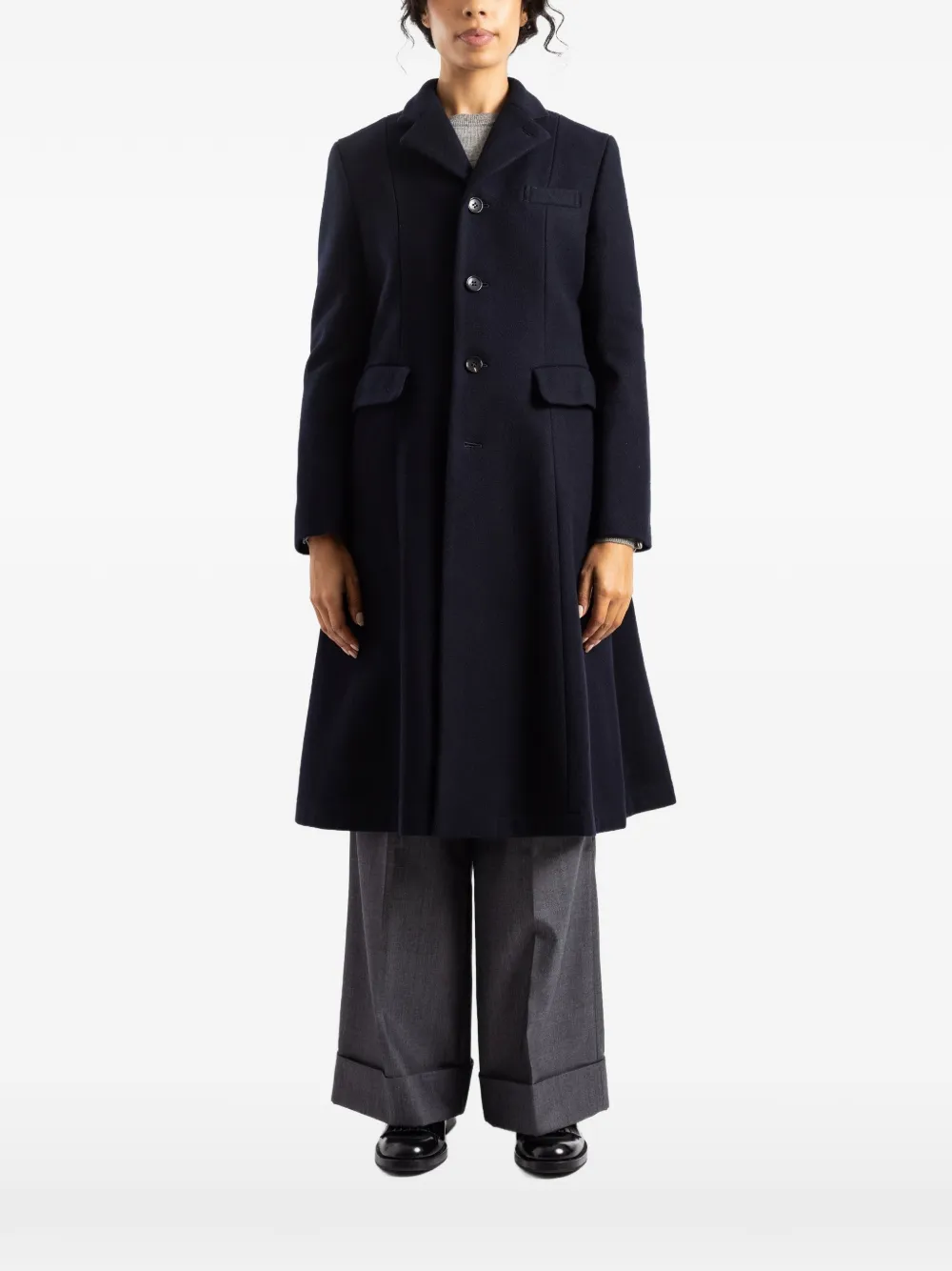 Comme Des Garçons A-line button-fastening coat Blauw