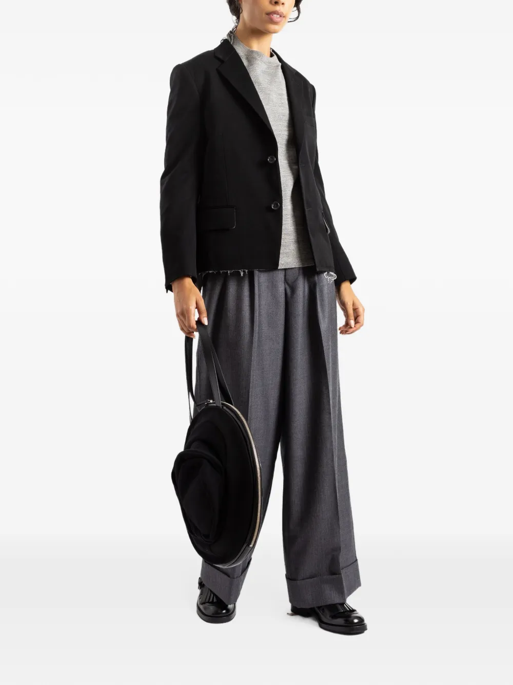 Comme Des Garçons raw-edge tailored jacket Zwart