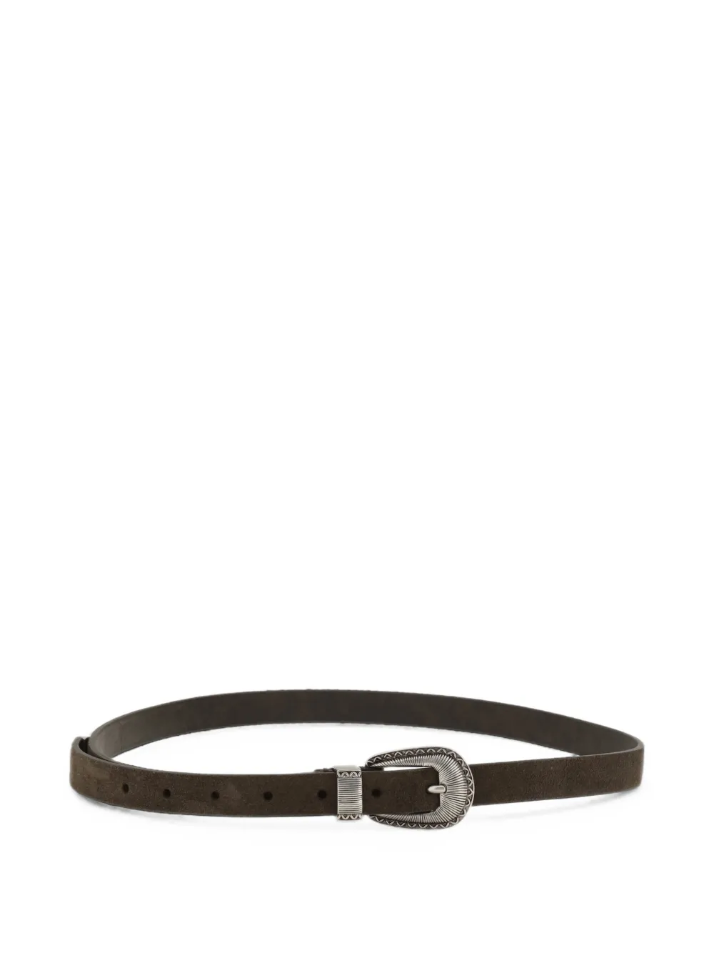 Brunello Cucinelli Suède riem met gesp Bruin