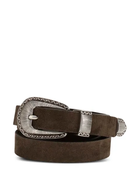 Brunello Cucinelli suede prong-buckle belt