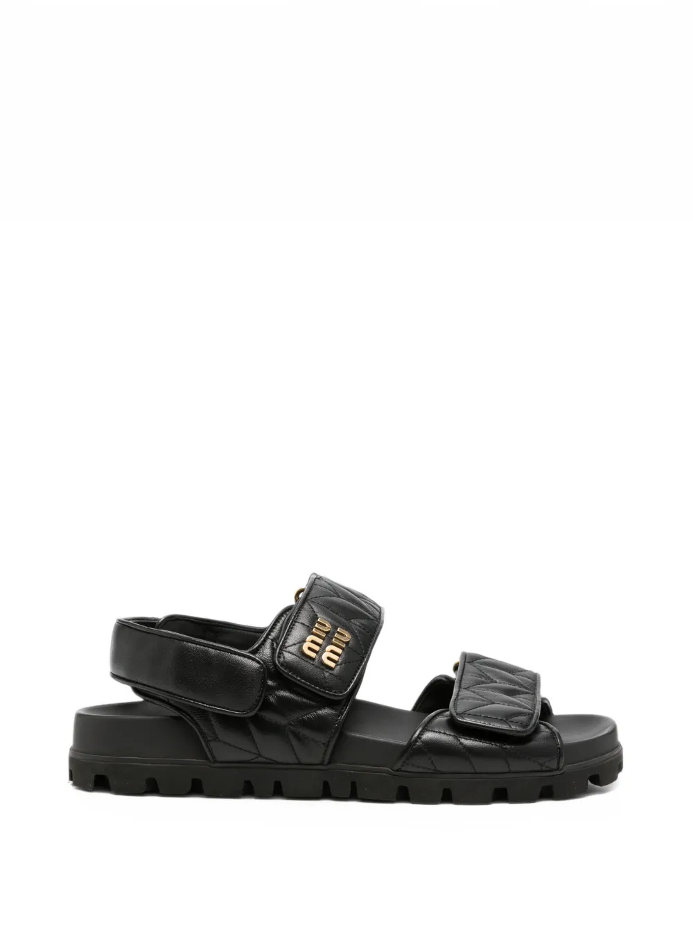 Miu Miu Pre-Owned Gesteppte Sandalen mit Klettverschluss - Schwarz