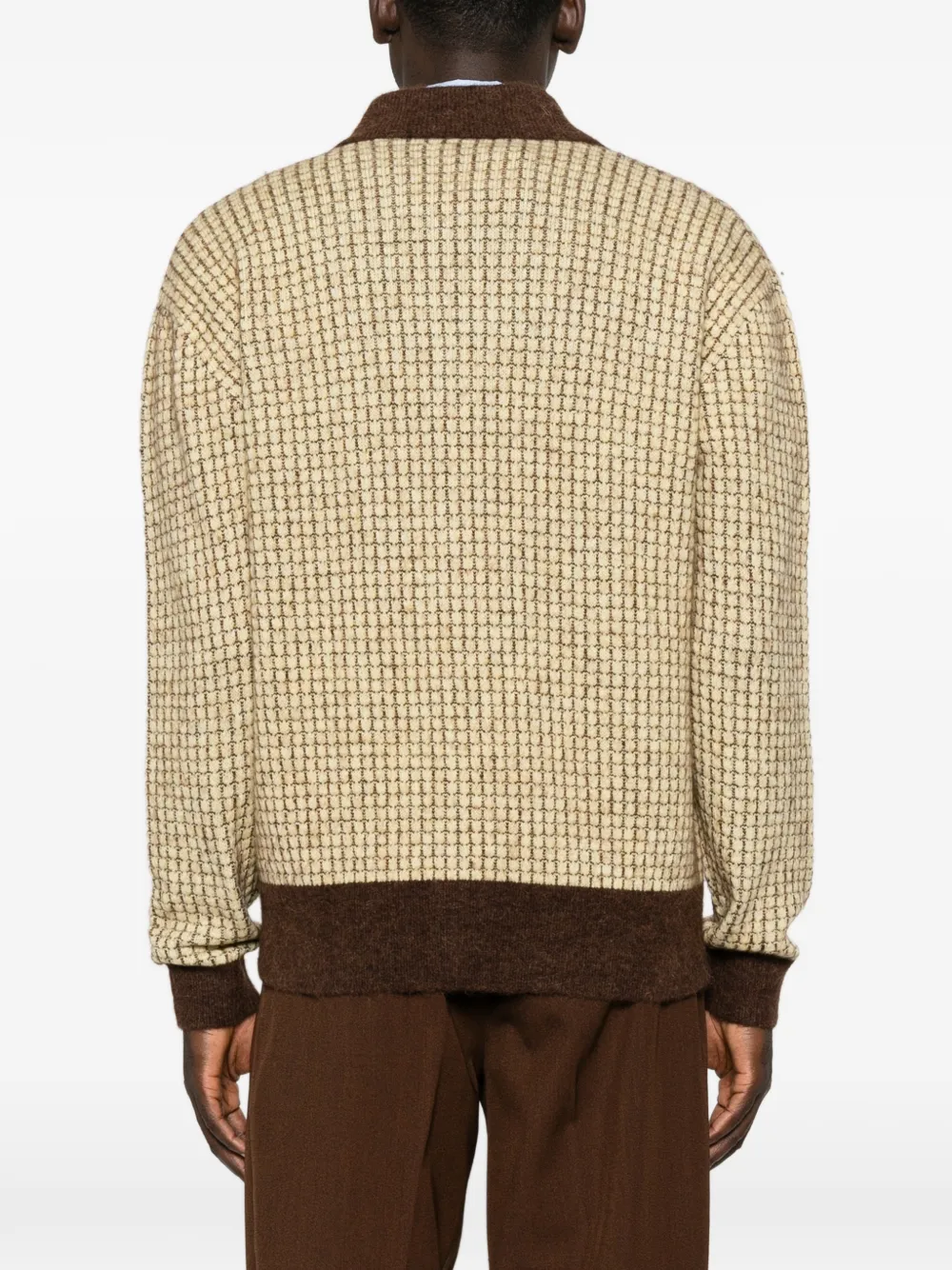 Drôle De Monsieur waffle-knit logo-patch cardigan Geel