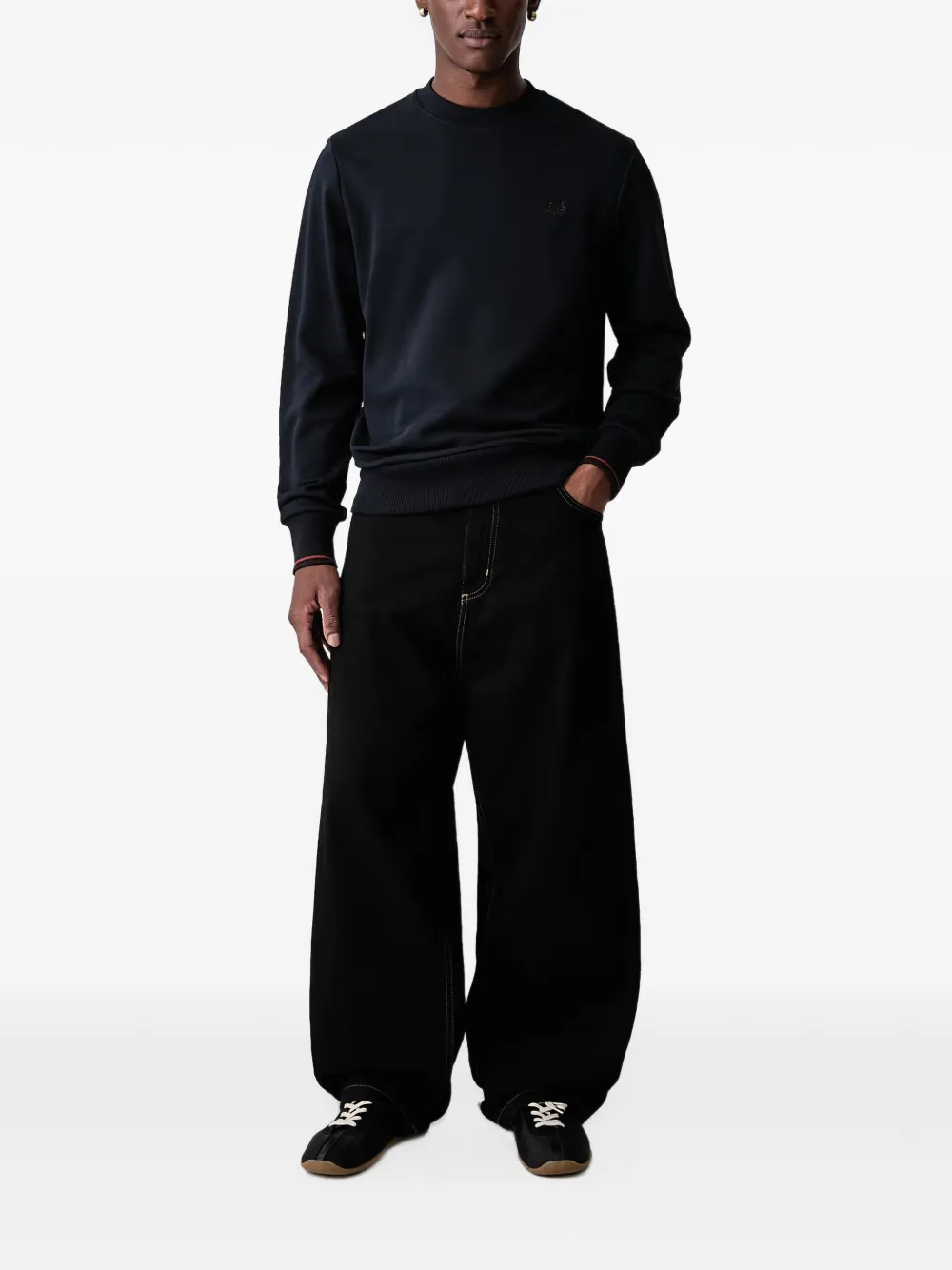Fred Perry logo-embroidered sweatshirt Blauw