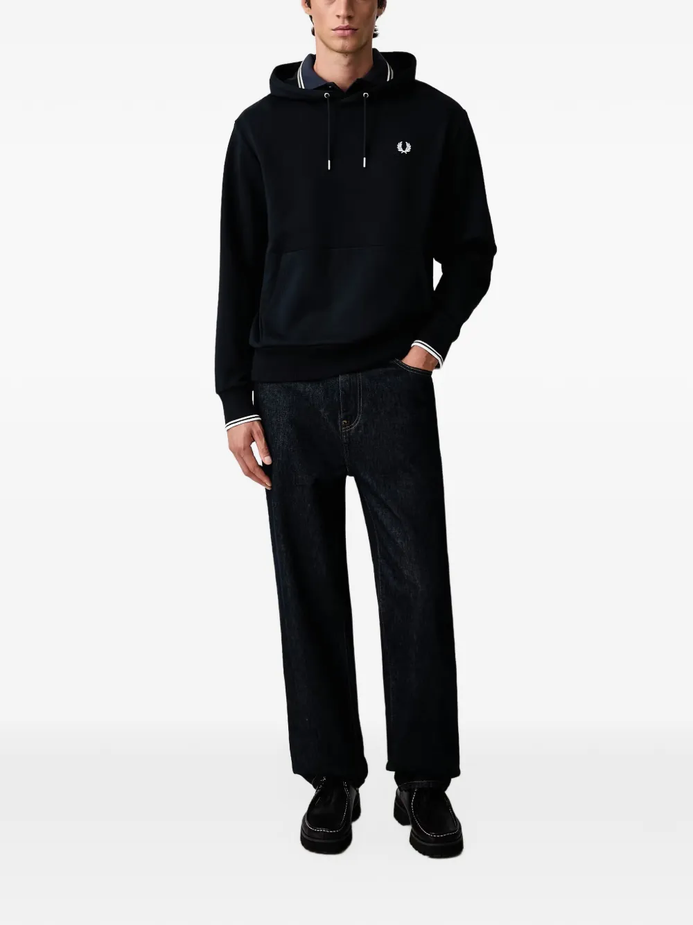 Fred Perry Laurel Wreath embroidered hoodie Blauw