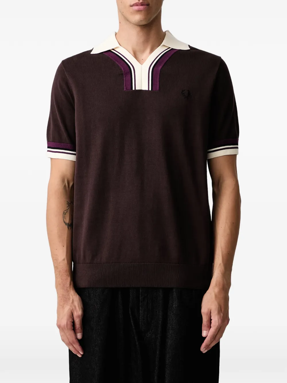 Fred Perry striped-trim cotton T-shirt Bruin