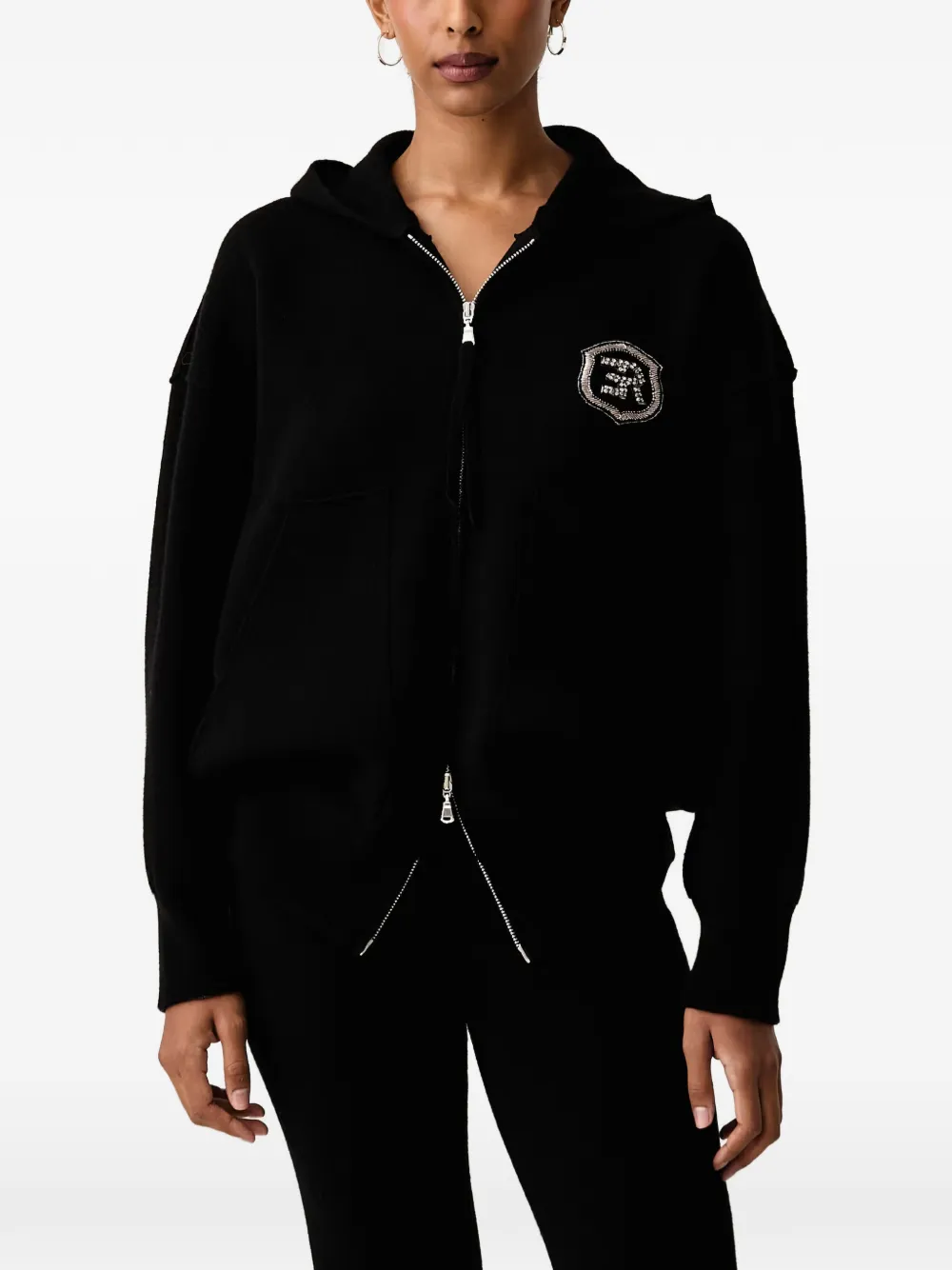 ERMANNO FIRENZE logo-patch zip-up hoodie