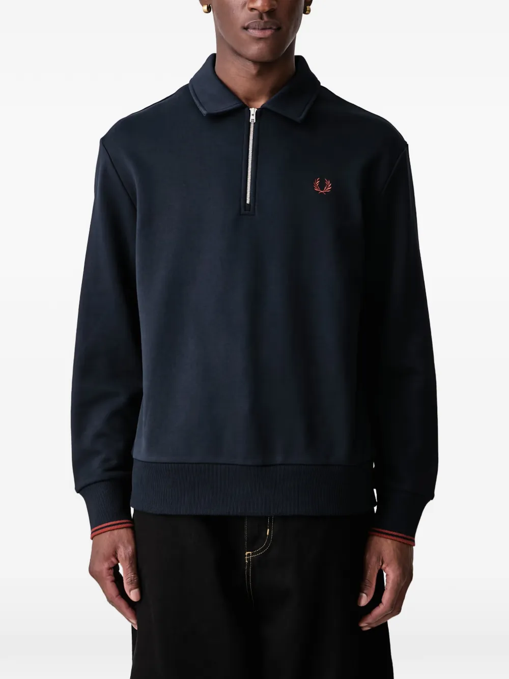 Fred Perry zip-fastening cotton polo shirt Blauw