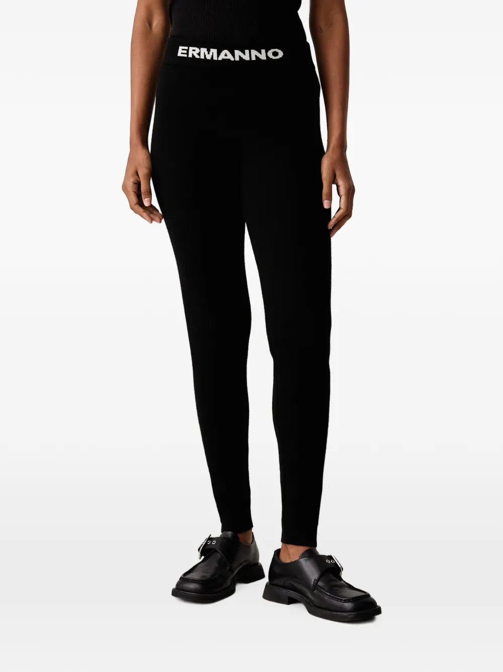 ERMANNO FIRENZE logo-intarsia knitted leggings