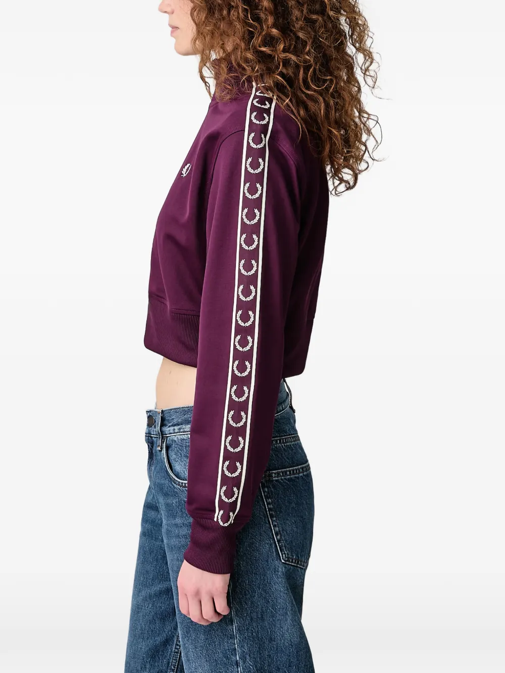Fred Perry Laurel Wreath logo-embroidered zip-fastening sweatshirt Paars