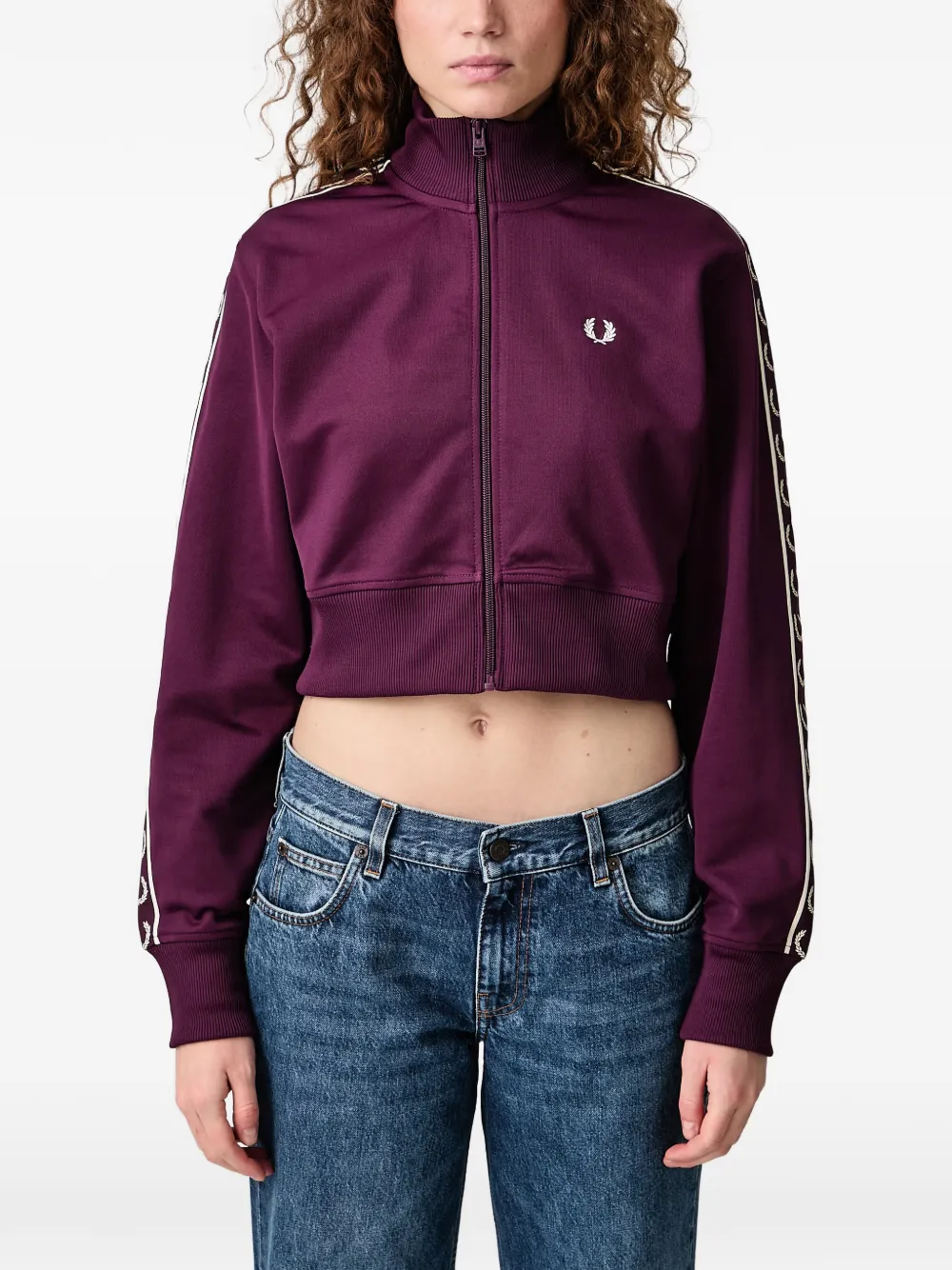 Fred Perry Laurel Wreath logo-embroidered zip-fastening sweatshirt Paars