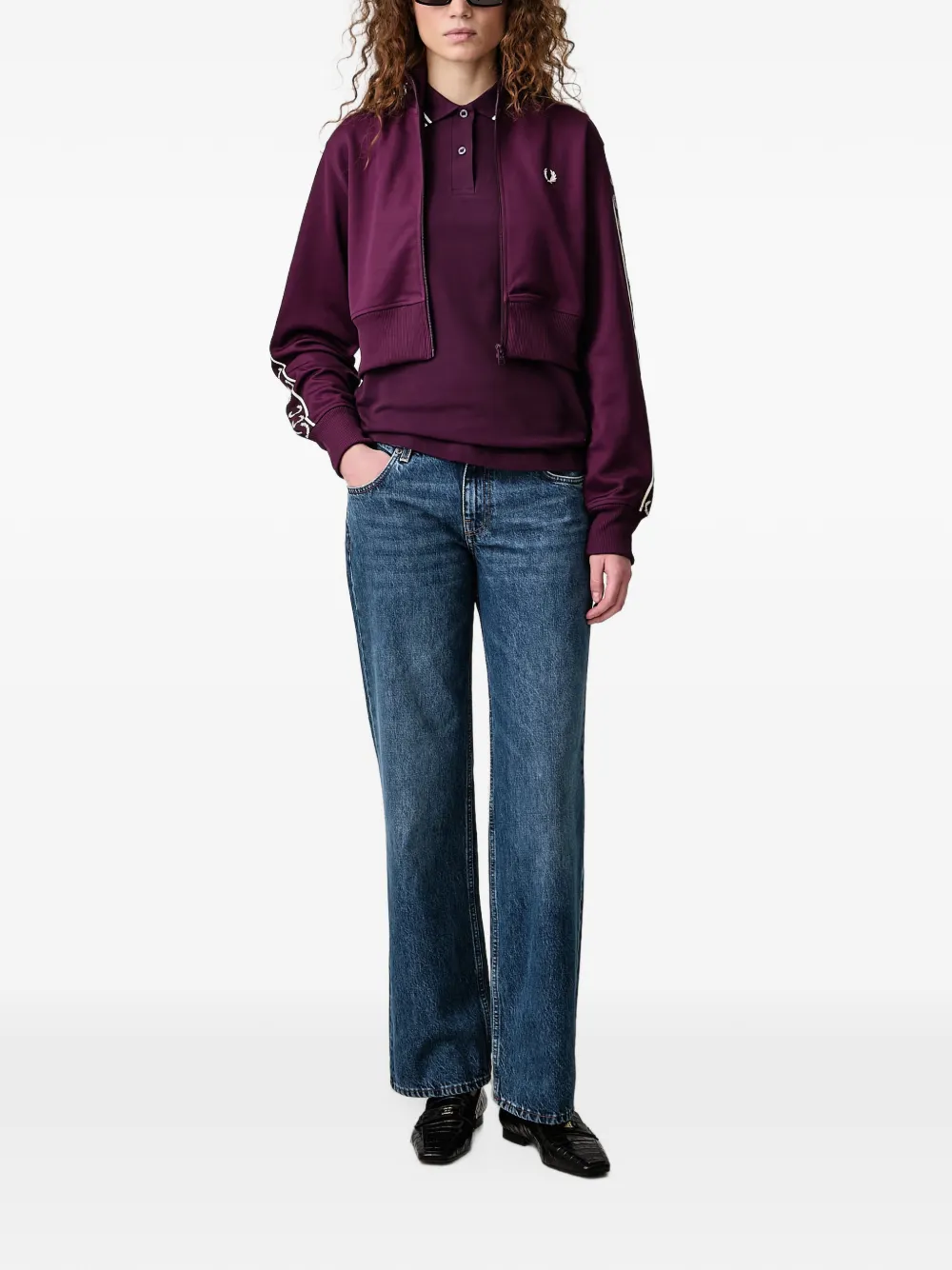Fred Perry Laurel Wreath logo-embroidered zip-fastening sweatshirt Paars