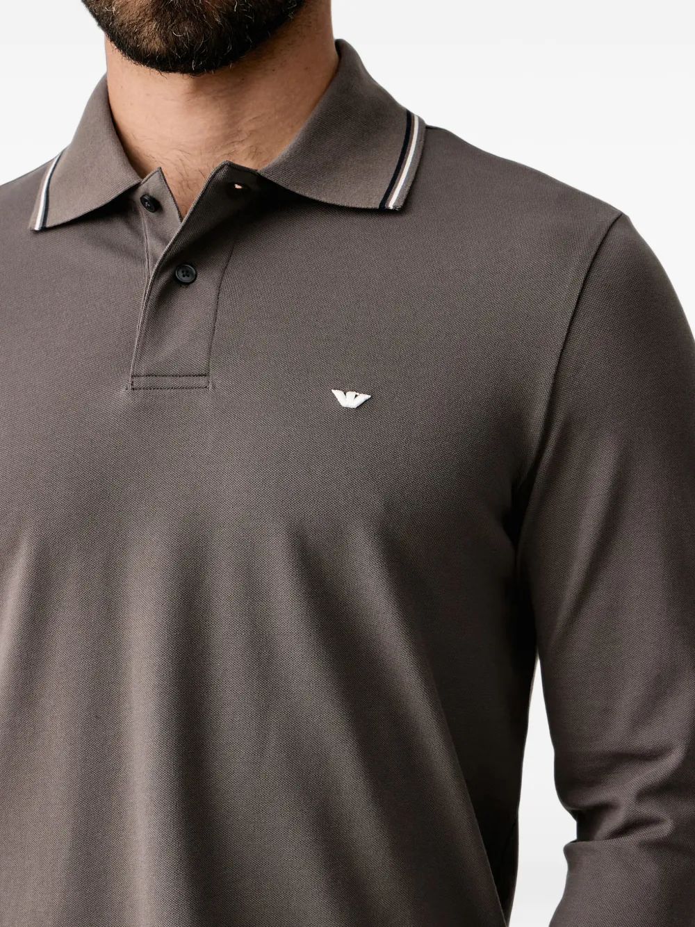 Emporio Armani Poloshirt met lange mouwen Grijs