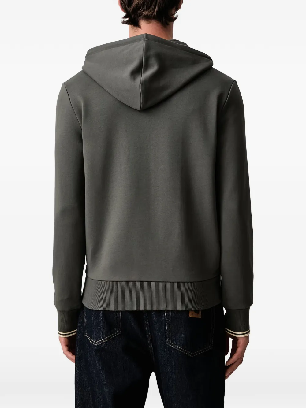 Fred Perry logo-embroidered zip-up hoodie Groen