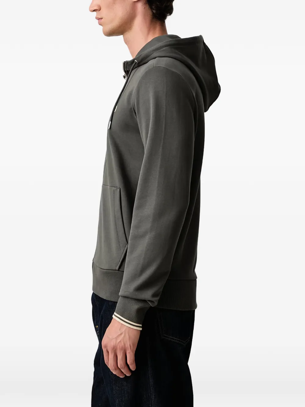Fred Perry logo-embroidered zip-up hoodie Groen