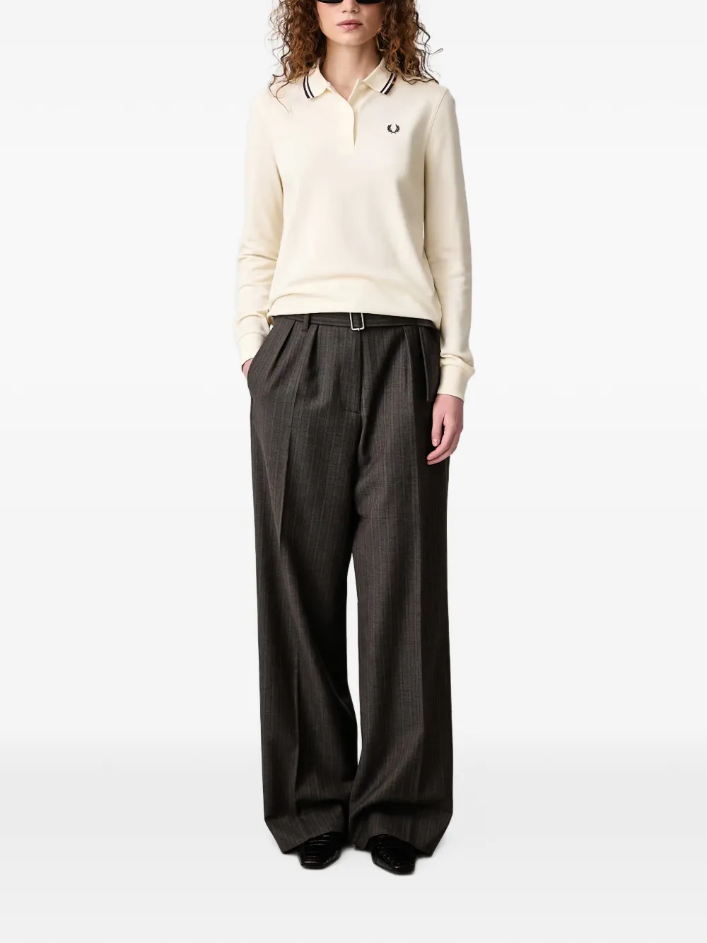 Fred Perry Twin Tipped poloshirt met lange mouwen Beige