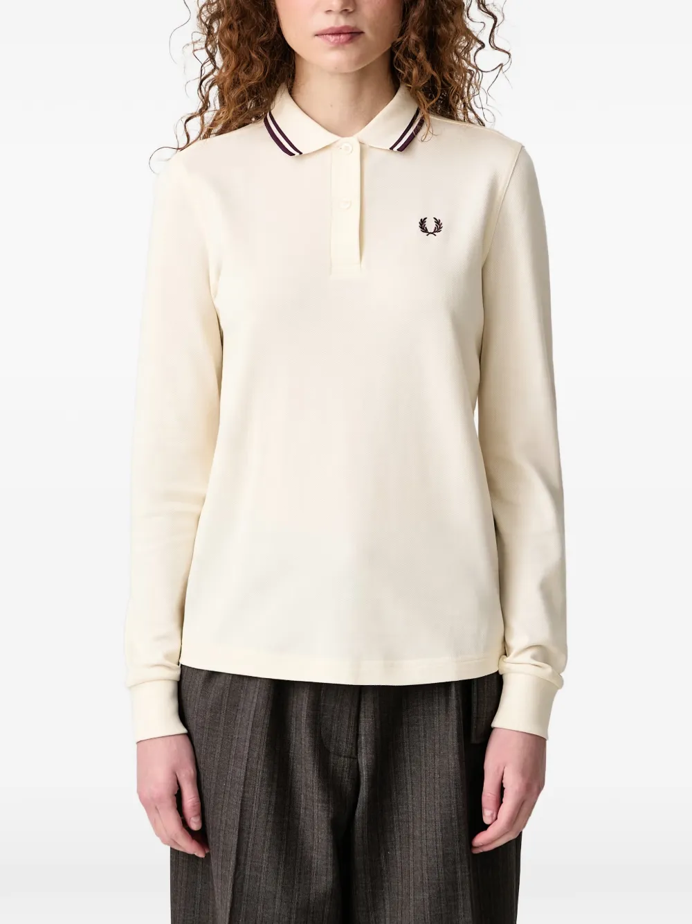 Fred Perry Twin Tipped poloshirt met lange mouwen Beige