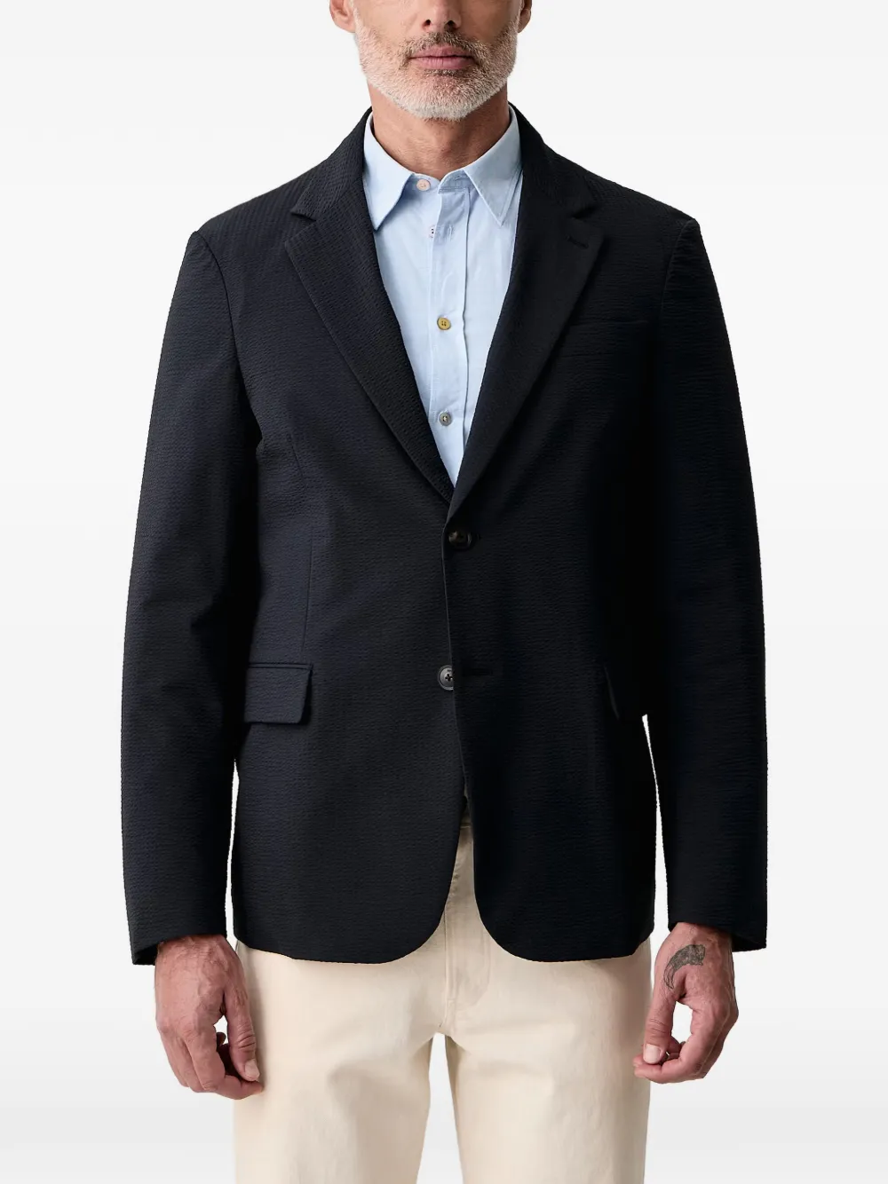 Emporio Armani Seersucker jack met capuchon Zwart