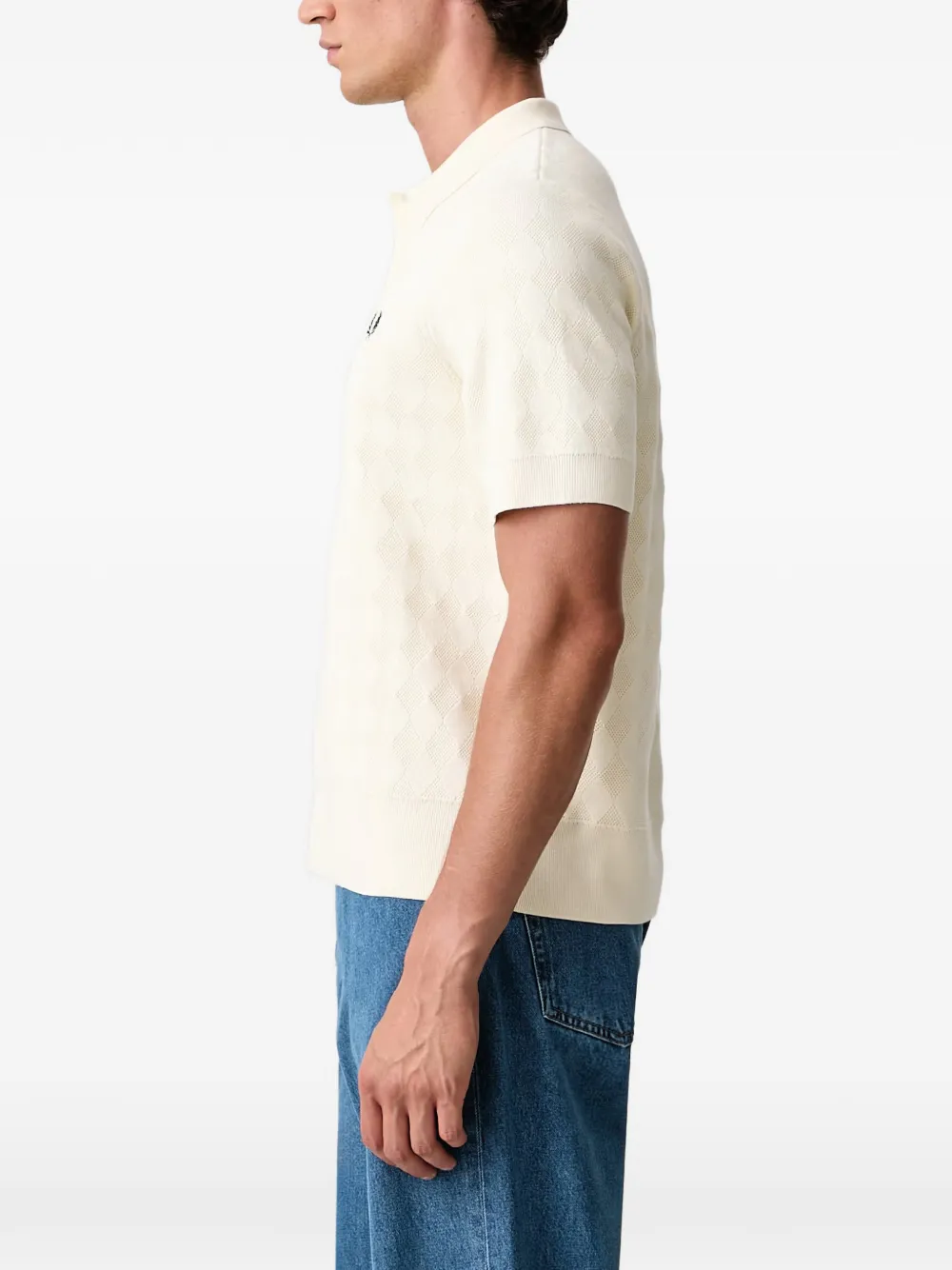 Fred Perry argyle-knit polo shirt Beige