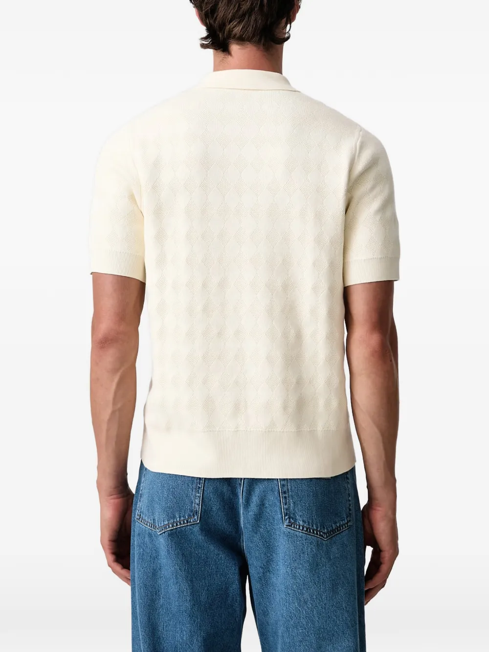 Fred Perry argyle-knit polo shirt Beige