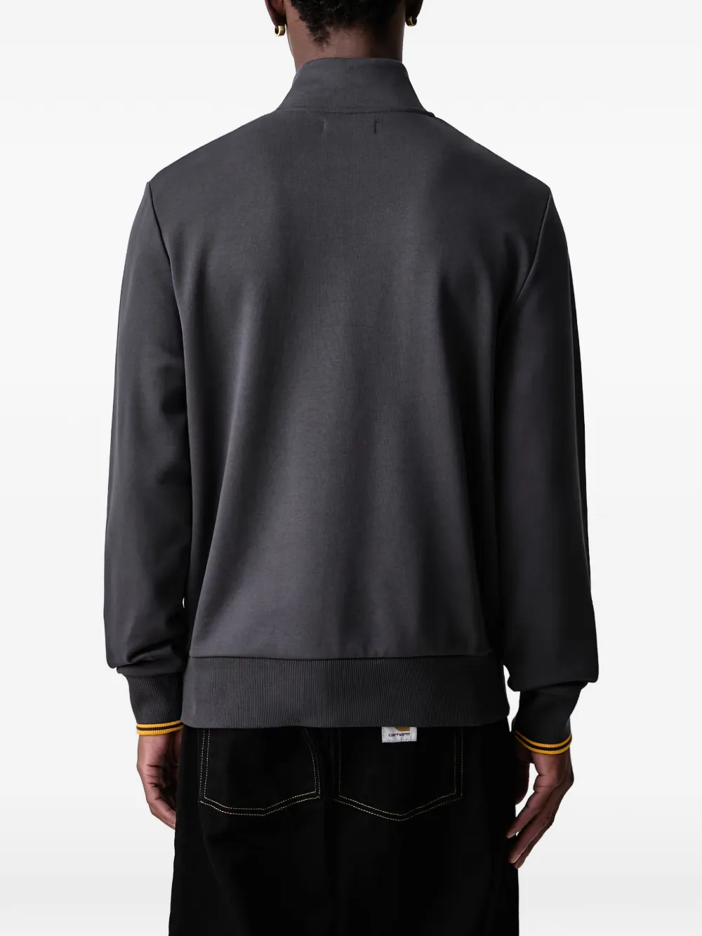 Fred Perry quarter-zip embroidered-logo sweater Grijs