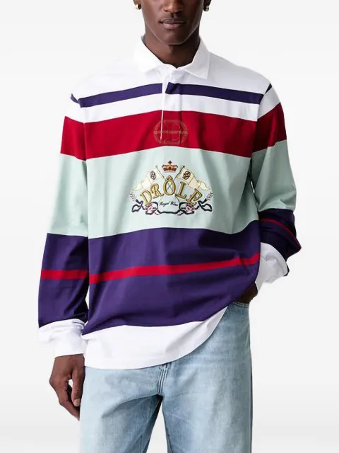 Drôle De Monsieur striped-embroidered longsleeved polo shirt