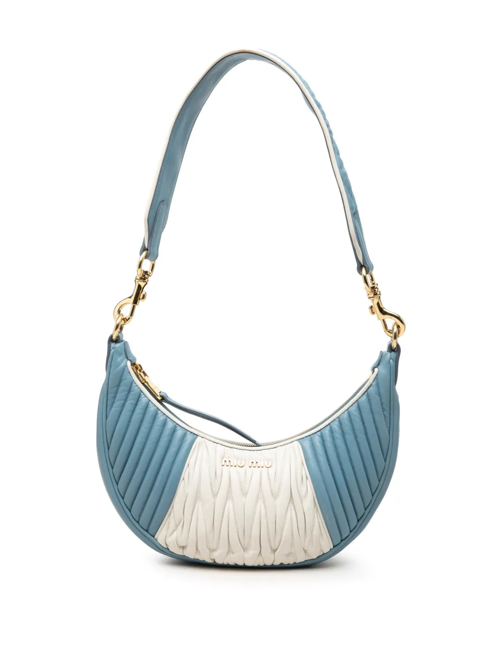 Miu Miu Pre-Owned 2010-2026 Bicolor Matelasse Nappa Rider shoulder bag - Blu