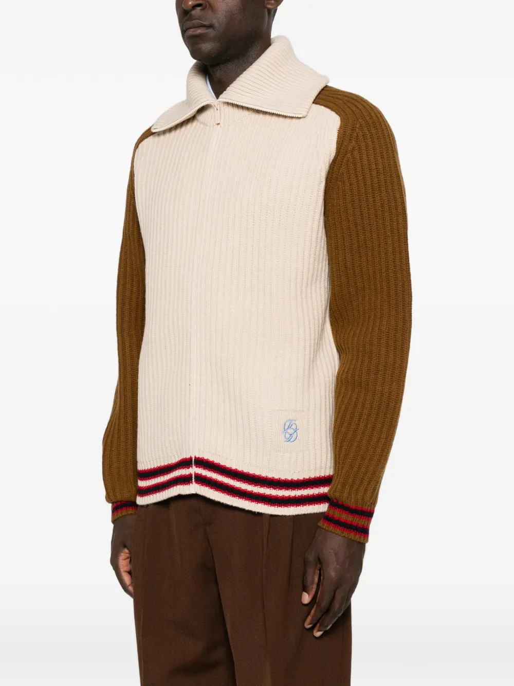Drôle De Monsieur Ribgebreid vest Beige