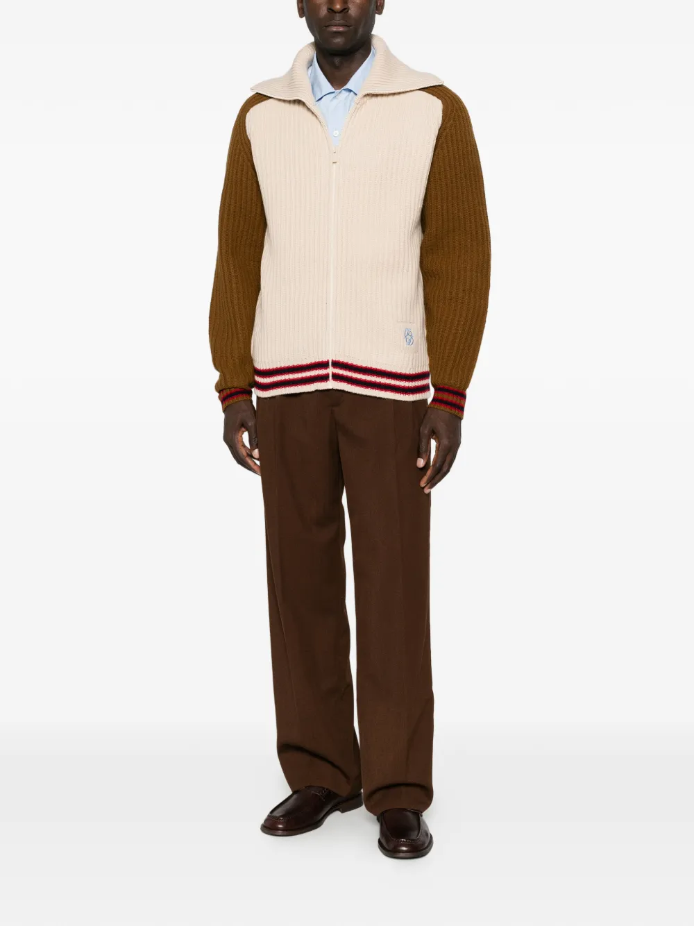 Drôle De Monsieur Ribgebreid vest Beige