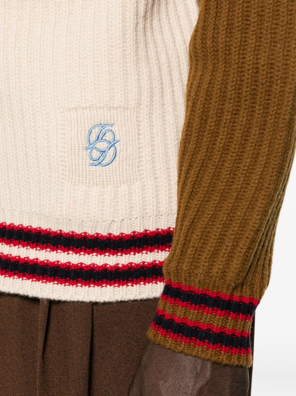 Drôle De Monsieur Ribgebreid vest Beige